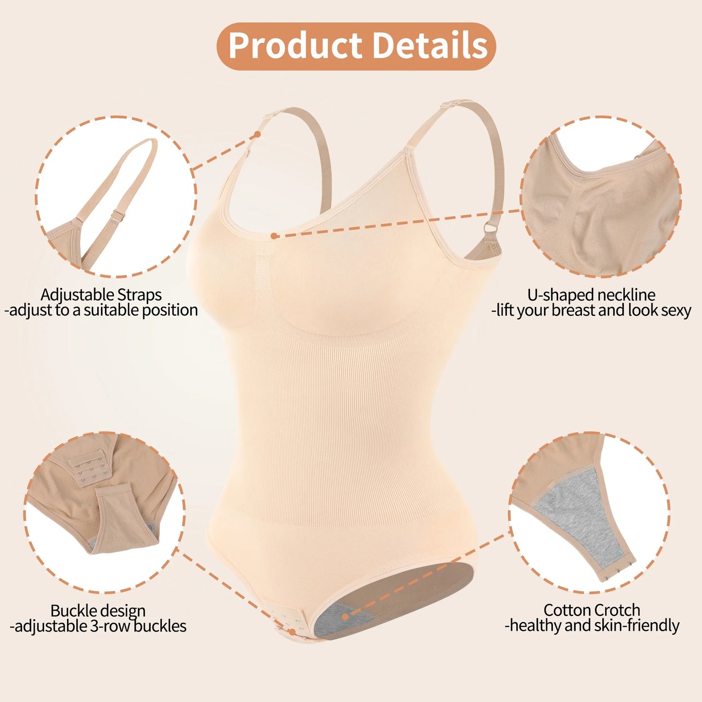 Shapewear Bodysuit for Women Tummy Control Body Shaper Snatched High Waist Body Suit
