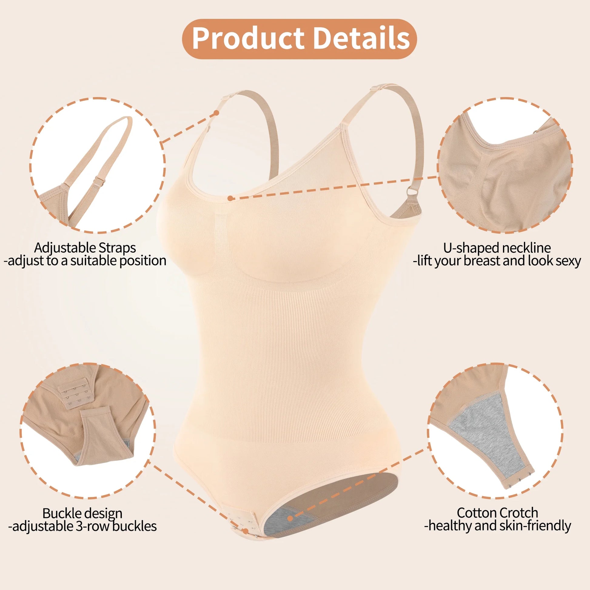 Shapewear Bodysuit for Women Tummy Control Body Shaper Snatched High Waist Body Suit